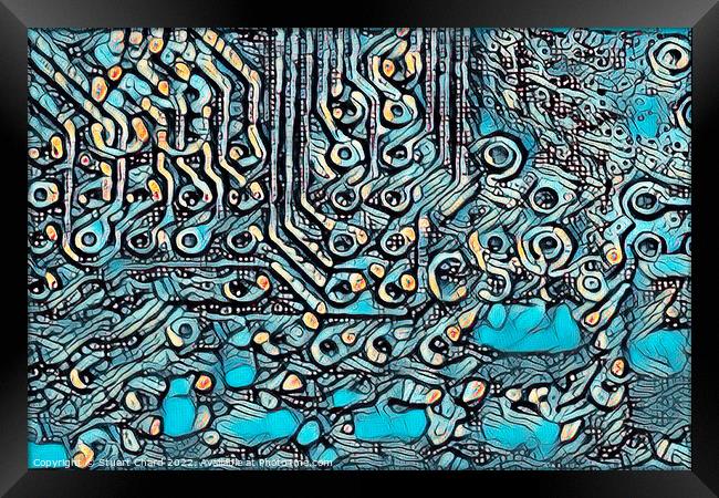 Abstract circuit Board Texture Framed Print by Stuart Chard