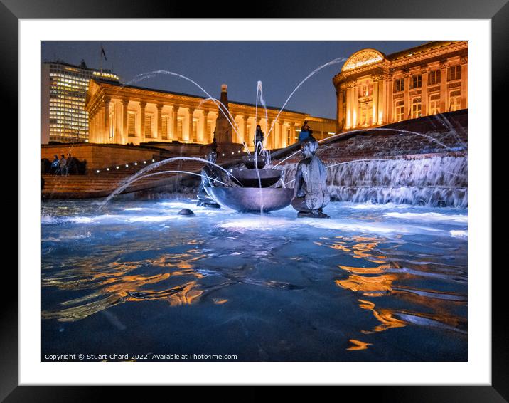 Birmingham City Fountain and civic buildings Framed Mounted Print by Stuart Chard