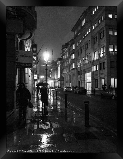 Birmingham street at night Framed Print by Stuart Chard
