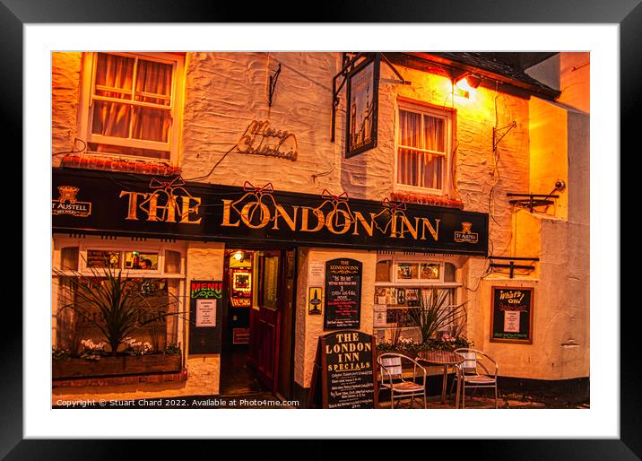 The London Inn pub at Padstow Cornwall Framed Mounted Print by Stuart Chard