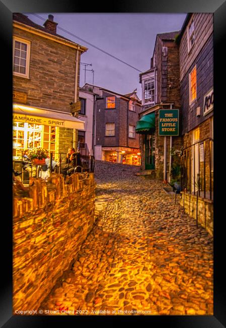 Padstow street at night Framed Print by Stuart Chard