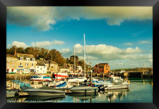 Padstow harbour and fishing boats Framed Print by Stuart Chard