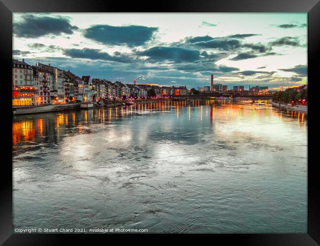 River Rhine at Sunset Framed Print by Stuart Chard