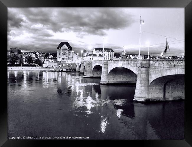 Middle Bridge over the Rhine in Basel Switzerland  Framed Print by Stuart Chard