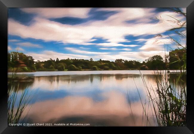 Still lake in the english countryside Framed Print by Stuart Chard