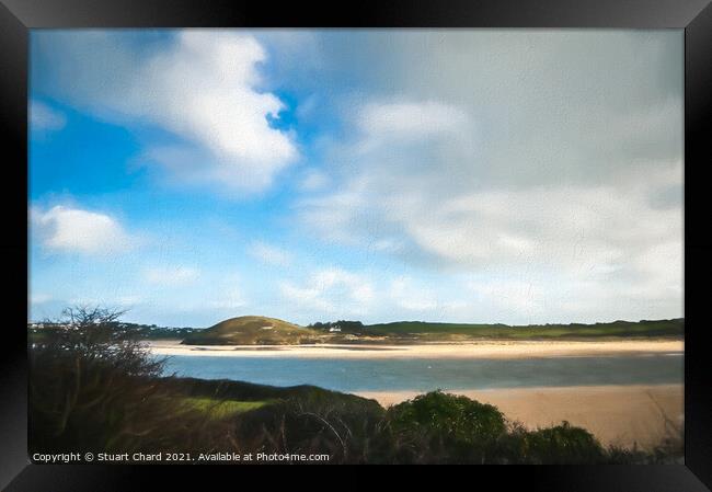 River estuary with dunes and beach at Hayle in Nor Framed Print by Stuart Chard