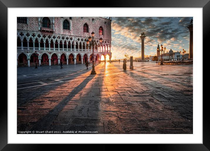 St Marks Square Venice at sunrise Framed Mounted Print by Stuart Chard