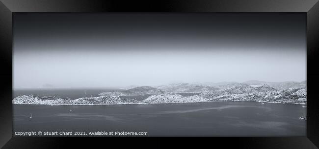 Misty mountain seascape panorama Framed Print by Stuart Chard