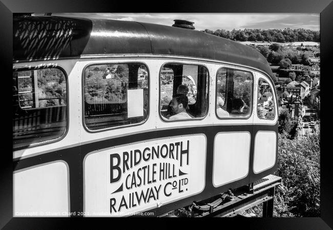 Bridgnorth cliff railway - black and white photogr Framed Print by Stuart Chard