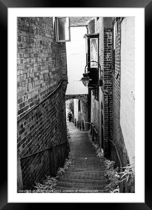 Old narrow street in Bridgnorth Shropshire Framed Mounted Print by Stuart Chard