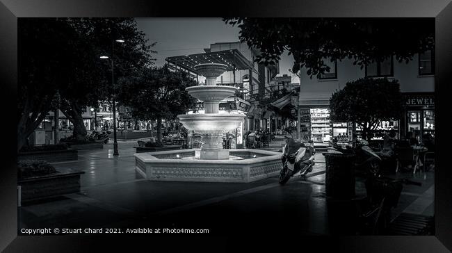 marmaris town centre in black and white at night Framed Print by Stuart Chard