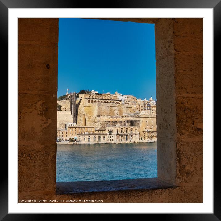 Grand Harbour Valletta in Malta - Black and White Framed Mounted Print by Stuart Chard