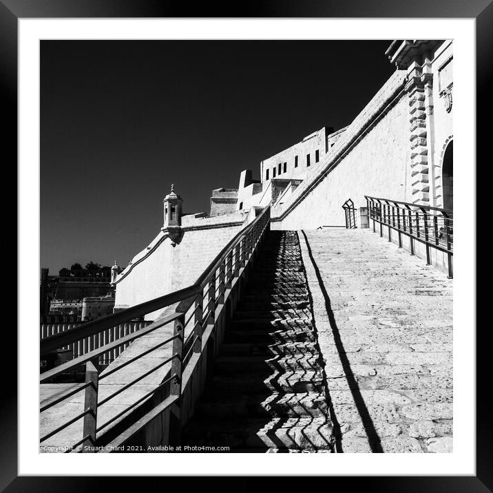 valletta city walls in Malta Framed Mounted Print by Stuart Chard