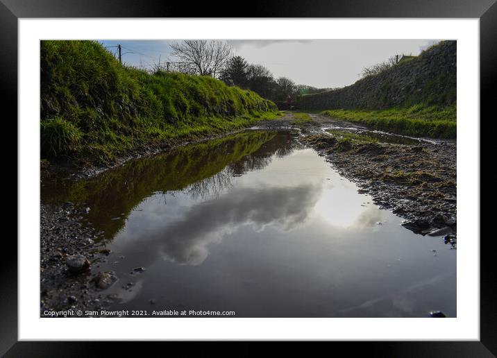 Reflection off a puddle on a calm winters day Framed Mounted Print by Sam Plowright