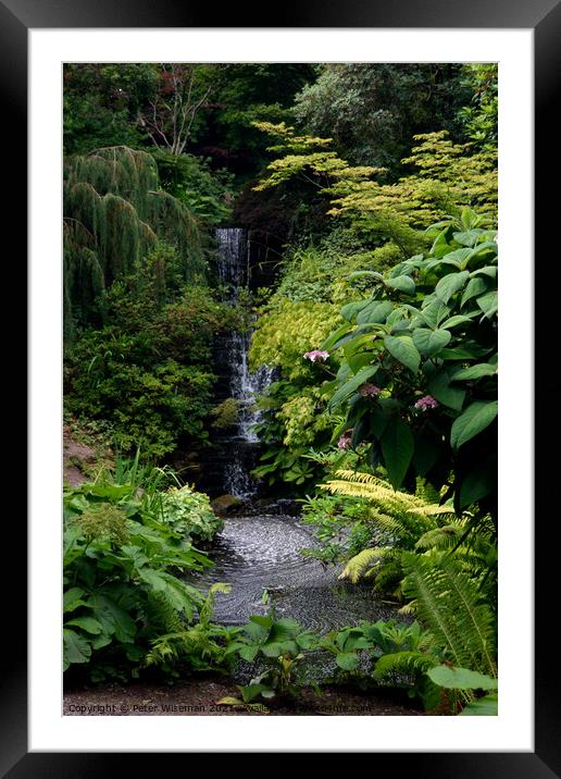 Waterfall at the Dorothy Clive Garden near Woore Framed Mounted Print by Peter Wiseman
