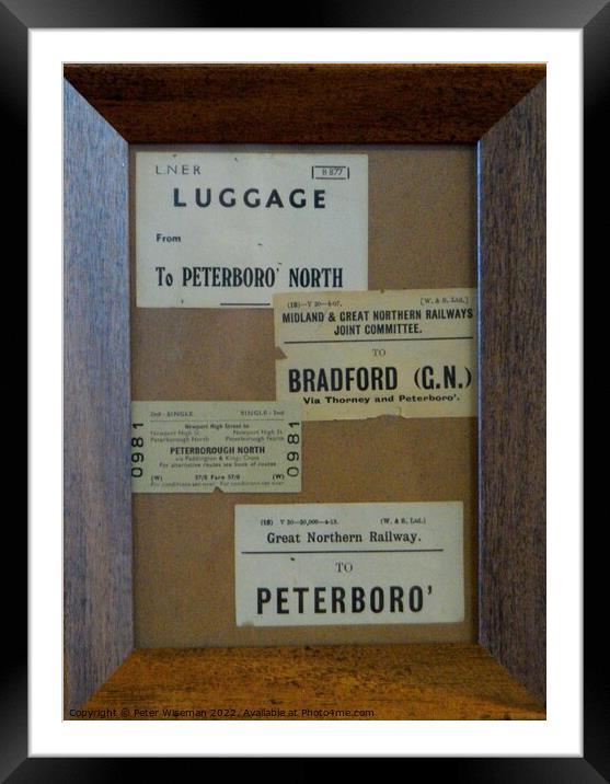 Vintage L.N.E.R and G.N.R train tickets to Peterborough in a frame Framed Mounted Print by Peter Wiseman