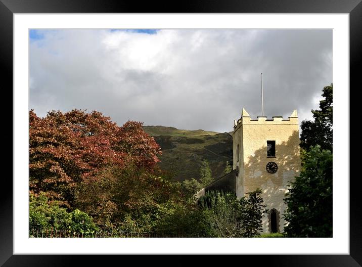 St Oswald's Church  in the village of Grasmere, in the Lake District, Cumbria, England. Framed Mounted Print by Peter Wiseman