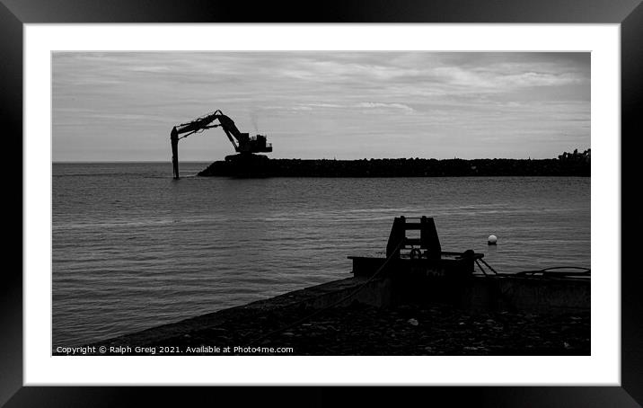 Building a harbour Framed Mounted Print by Ralph Greig