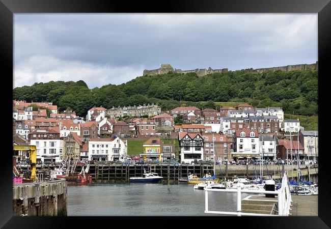 Scarborough harbour and castle Framed Print by Roy Hinchliffe