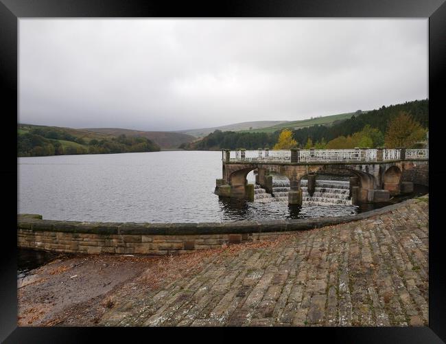 Pennine reservoir overflow Framed Print by Roy Hinchliffe