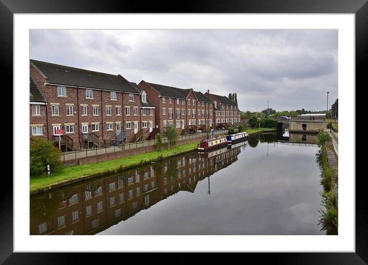 Building reflections in Wakefield canal Framed Mounted Print by Roy Hinchliffe