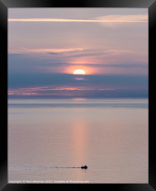 Sunrise over the sea at Filey Framed Print by Paul Whyman