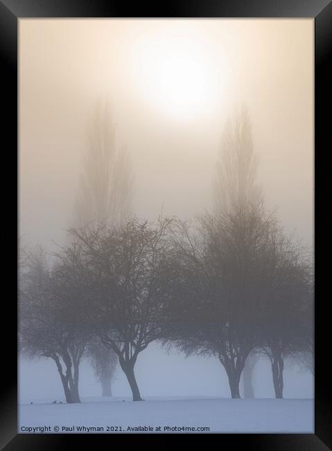 Rising sun on a snowy winter morning Framed Print by Paul Whyman