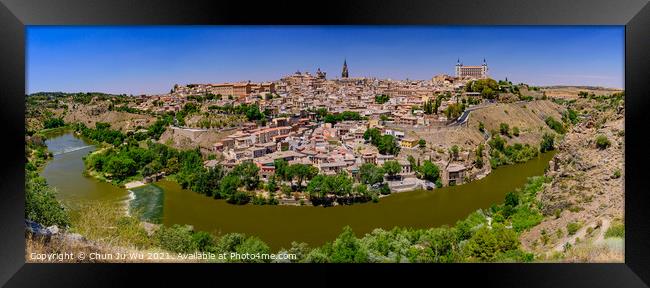 Panoramic view of Tagus River and Toledo, a World Heritage Site city in Spain Framed Print by Chun Ju Wu