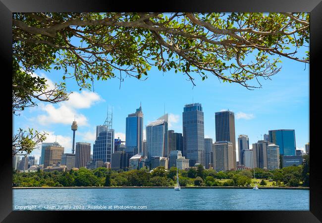 Skyline of Sydney central business district in New South Wales, Australia Framed Print by Chun Ju Wu