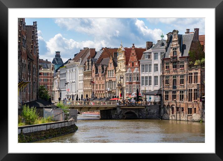 The view of river Leie in Ghent, Belgium Framed Mounted Print by Chun Ju Wu