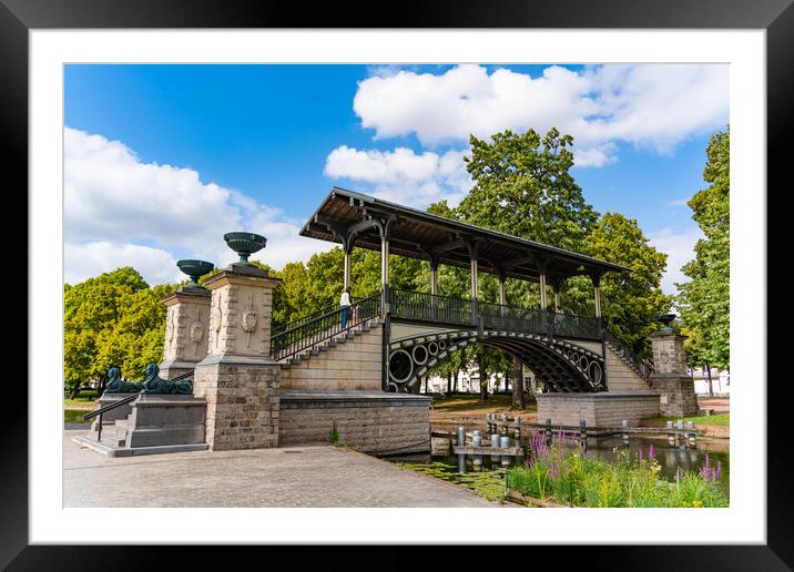 Pont Napoleon, a bridge over Canal de la moyenne Deule at Lille, France Framed Mounted Print by Chun Ju Wu