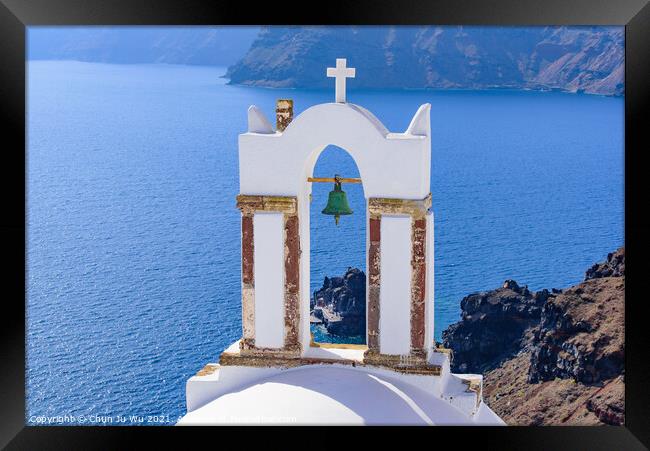 Bell tower in Oia, Santorini, Greece Framed Print by Chun Ju Wu