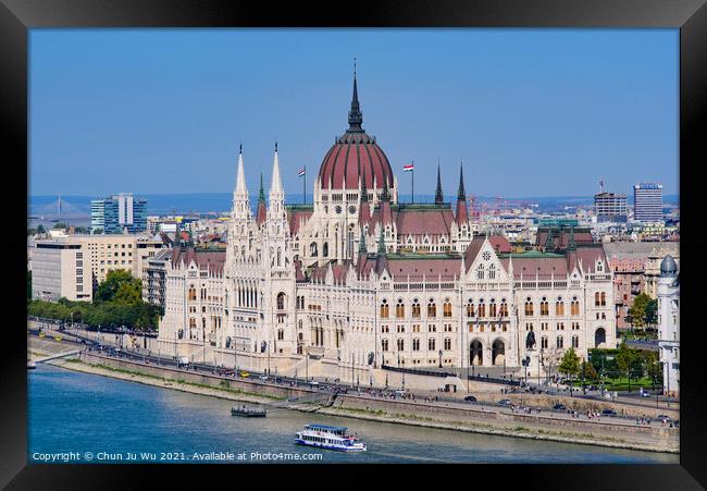 Hungarian Parliament Building on the banks of the Danube, Budapest, Hungary Framed Print by Chun Ju Wu