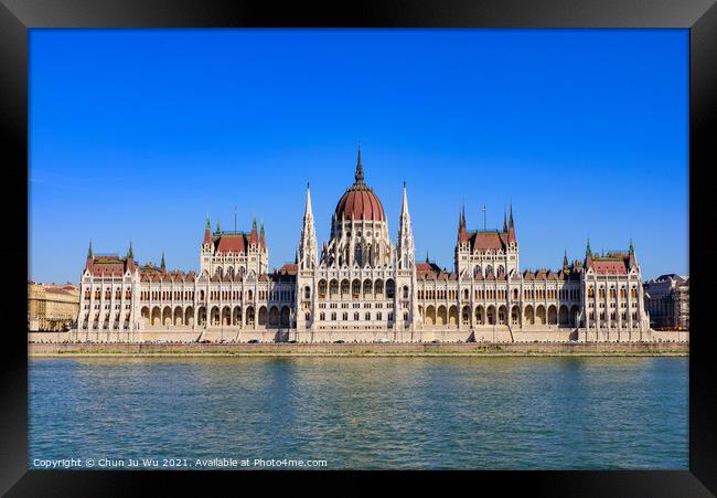 Hungarian Parliament Building on the banks of the Danube, Budapest, Hungary Framed Print by Chun Ju Wu