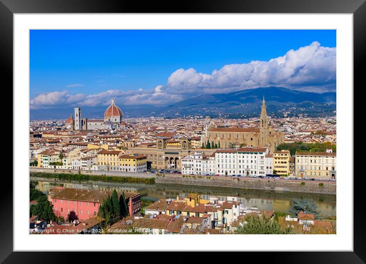 Panoramic view of the city of Florence from Michelangelo Square in Italy Framed Mounted Print by Chun Ju Wu