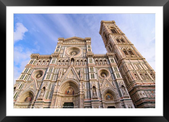 Cathedral of Saint Mary of the Flower (Duomo di Firenze) and Giotto's Campanile in Florence , Italy Framed Mounted Print by Chun Ju Wu
