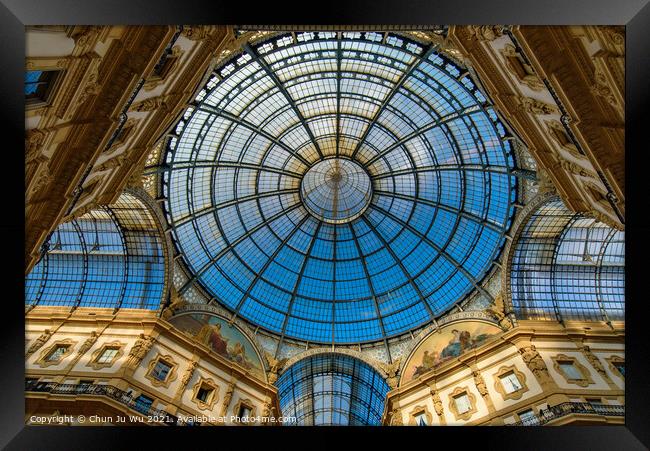 Glass dome of Galleria Vittorio Emanuele II in Milan, Italy's oldest shopping mall Framed Print by Chun Ju Wu