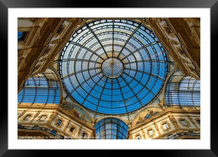 Glass dome of Galleria Vittorio Emanuele II in Milan, Italy's oldest shopping mall Framed Mounted Print by Chun Ju Wu