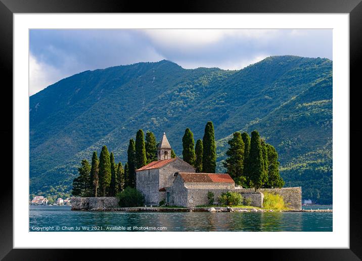 Island of Saint George, an islet off the coast of Perast in the Bay of Kotor, Montenegro Framed Mounted Print by Chun Ju Wu