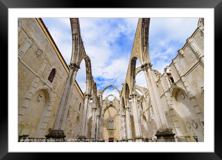 Ruins of Carmo Convent, an archaeological museum in Lisbon, Portugal Framed Mounted Print by Chun Ju Wu