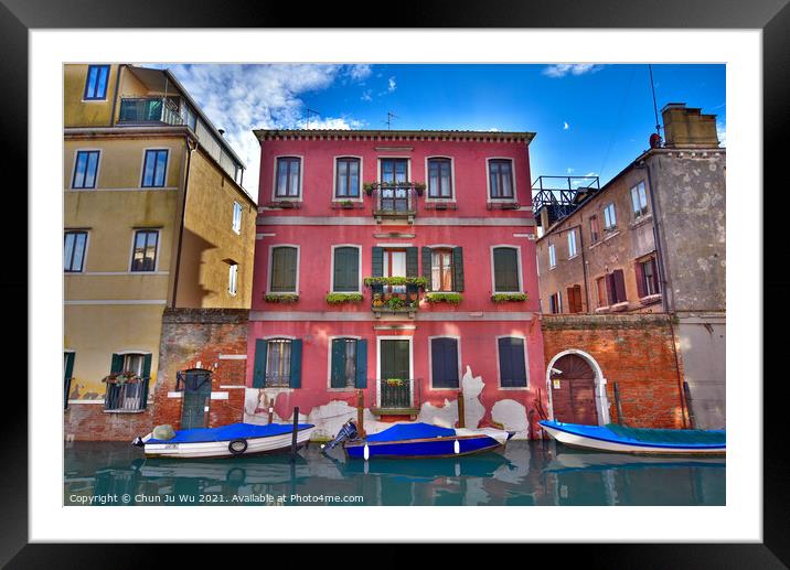 Vintage buildings along the canal in Venice, Italy Framed Mounted Print by Chun Ju Wu