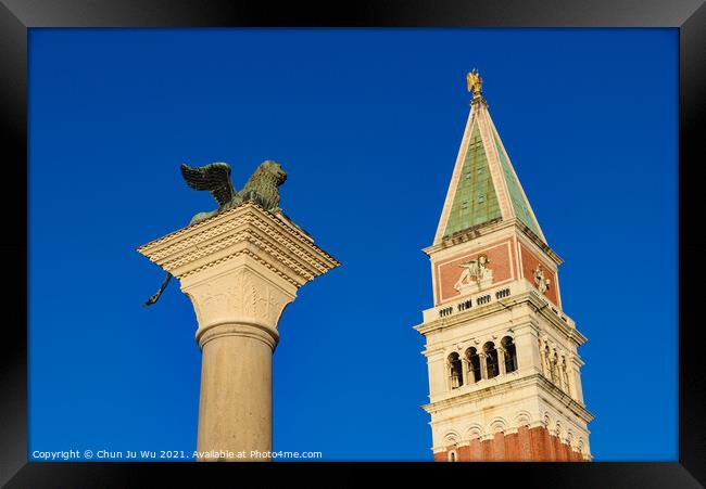 Column of San Marco and St Mark's Campanile, Venice, Italy Framed Print by Chun Ju Wu