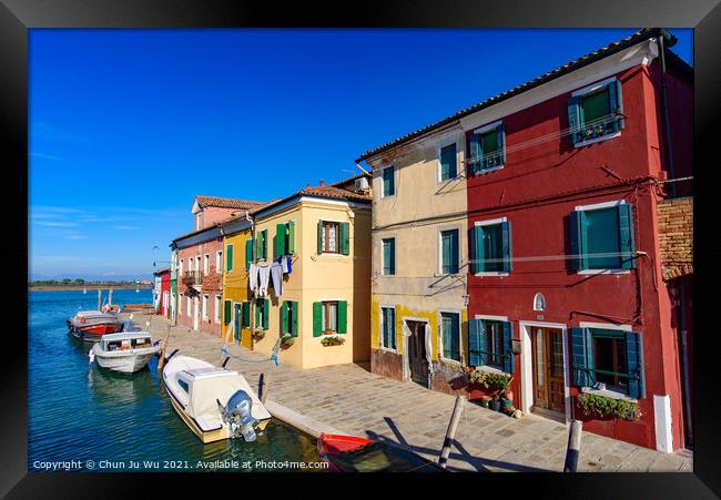 Burano island, famous for its colorful fishermen's houses, in Venice, Italy Framed Print by Chun Ju Wu