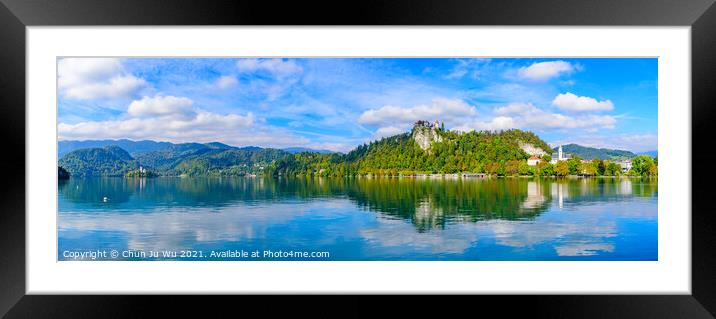 Panoramic view of Lake Bled, a popular tourist destination in Slovenia Framed Mounted Print by Chun Ju Wu