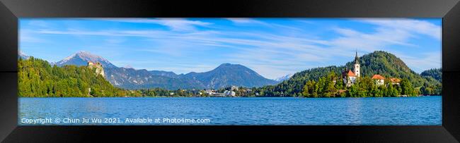 Panoramic view of Lake Bled, a popular tourist destination in Slovenia Framed Print by Chun Ju Wu