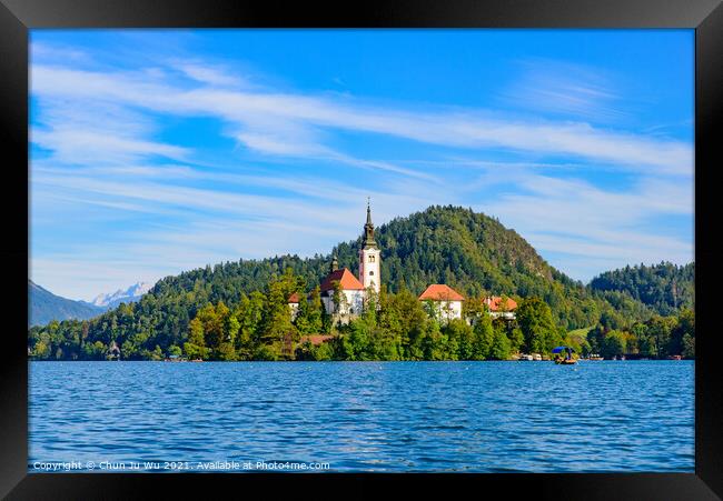 Bled Island on Lake Bled, a popular tourist destination in Slovenia Framed Print by Chun Ju Wu