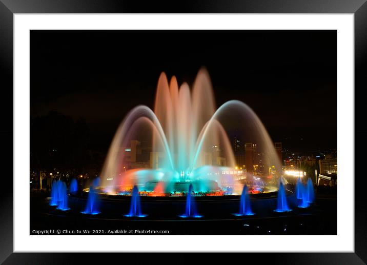 The colorful water show of Magic Fountain of Montjuic with light and music in Barcelona , Spain Framed Mounted Print by Chun Ju Wu