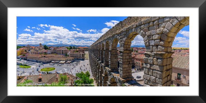 Aqueduct of Segovia, one of the best-preserved Roman aqueducts, in Segovia, Spain Framed Mounted Print by Chun Ju Wu