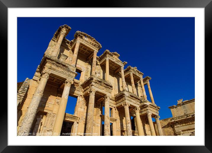 Library of Celsus, an ancient Roman building in Ephesus Archaeological Site, Turkey Framed Mounted Print by Chun Ju Wu