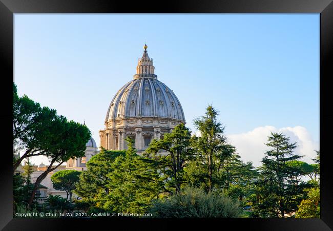 The dome of St. Peter's Basilica in Vatican City, the largest church in the world Framed Print by Chun Ju Wu
